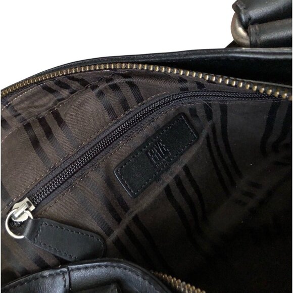 FRYE Black Melissa Zip Satchel Leather Hand Bag Purse W/ Crossbody Strap Dustbag - Picture 9 of 16
